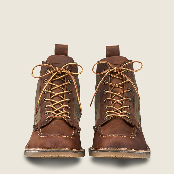 Red Wing Heritage Bot Erkek - Weekender Kanvas Moc - 6-Inchr Rough & Tough Deri - Kahverengi - 48FPI